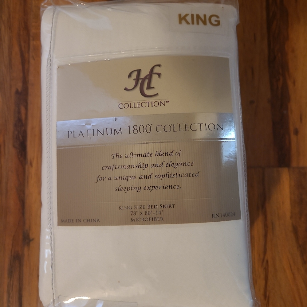King size white bedskirt microfiber new Hotel Collection